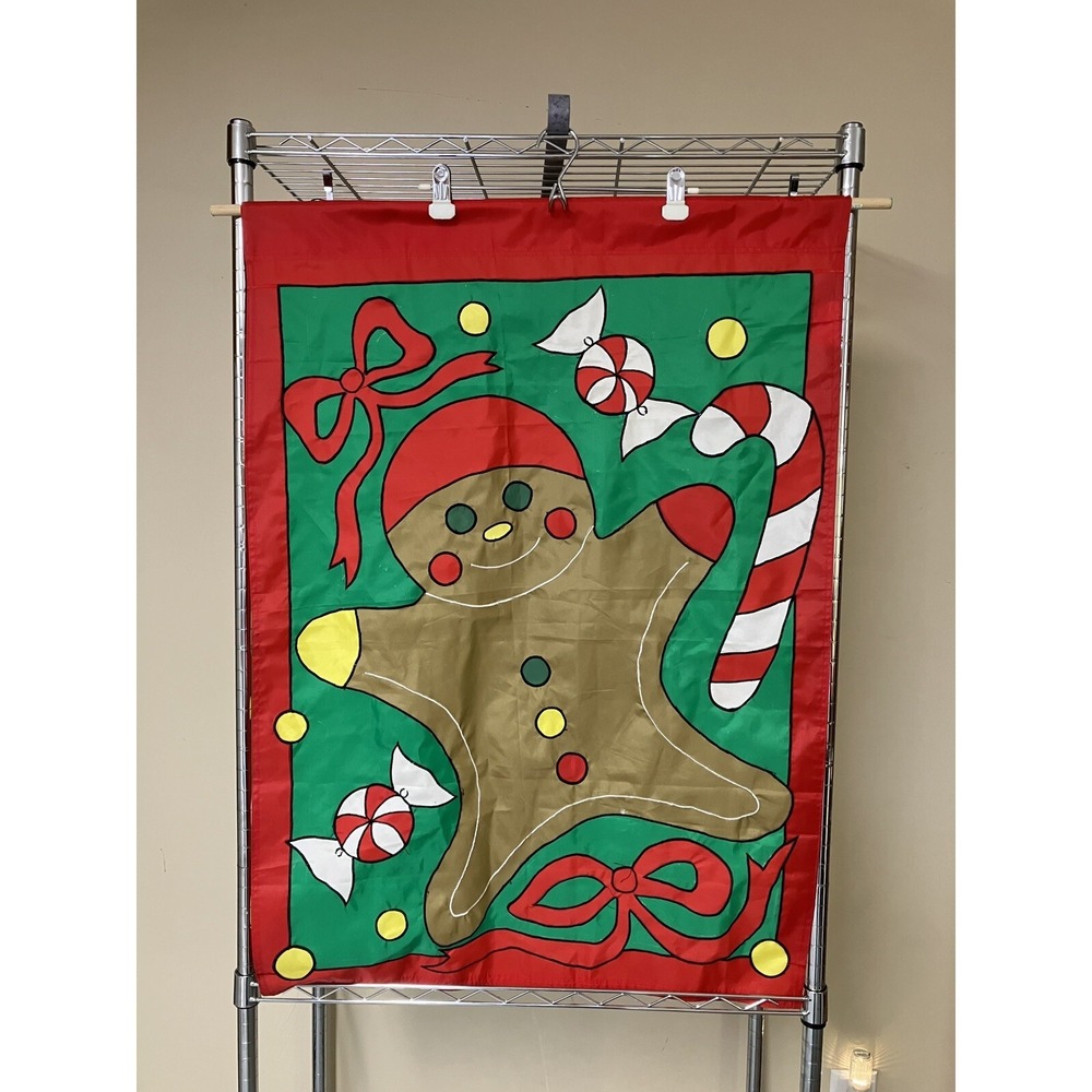 Gingerbread Man Outdoor Flag 39x27, New Without Tags, Vintage, Small Flaws, Read